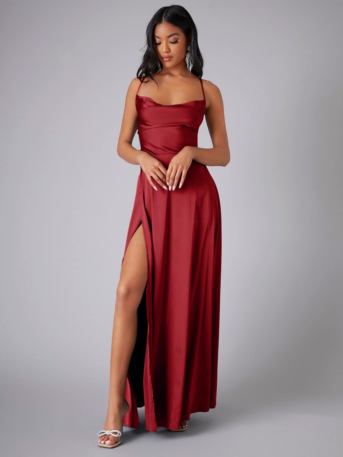 Summer Sexy Slimming Backless Strap Long Split Dress Women's Fashion High Waist Belted Gown V-neck    Home Decor Supply | Online Retail | ShoreShopper.com