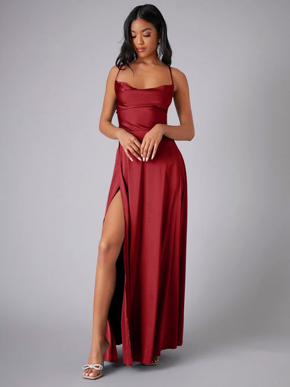 Summer Sexy Slimming Backless Strap Long Split Dress Women's Fashion High Waist Belted Gown V-neck    Home Decor Supply | Online Retail | ShoreShopper.com