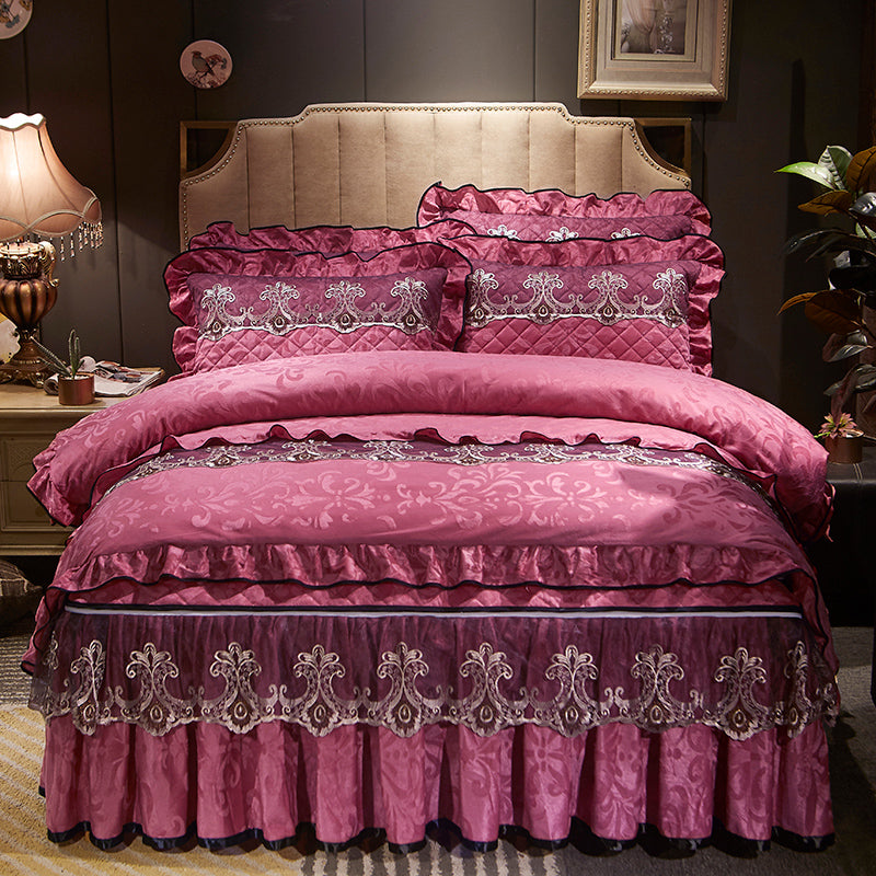 Velvet Bed Skirt Four-piece Quilted Padded Bed Cover Bedspread    Home Decor Supply | Online Retail | ShoreShopper.com