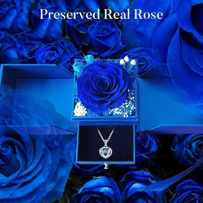 Preserved Real Rose | Perfect Eternal Flowers Rose Gifts with Necklace for Mom, Girlfriend for Mother'S Day, Valentine's, Anniversary, Thanksgiving, or Christmas | Blue Color, Metal Material    Home Decor Supply | Online Retail | ShoreShopper.com