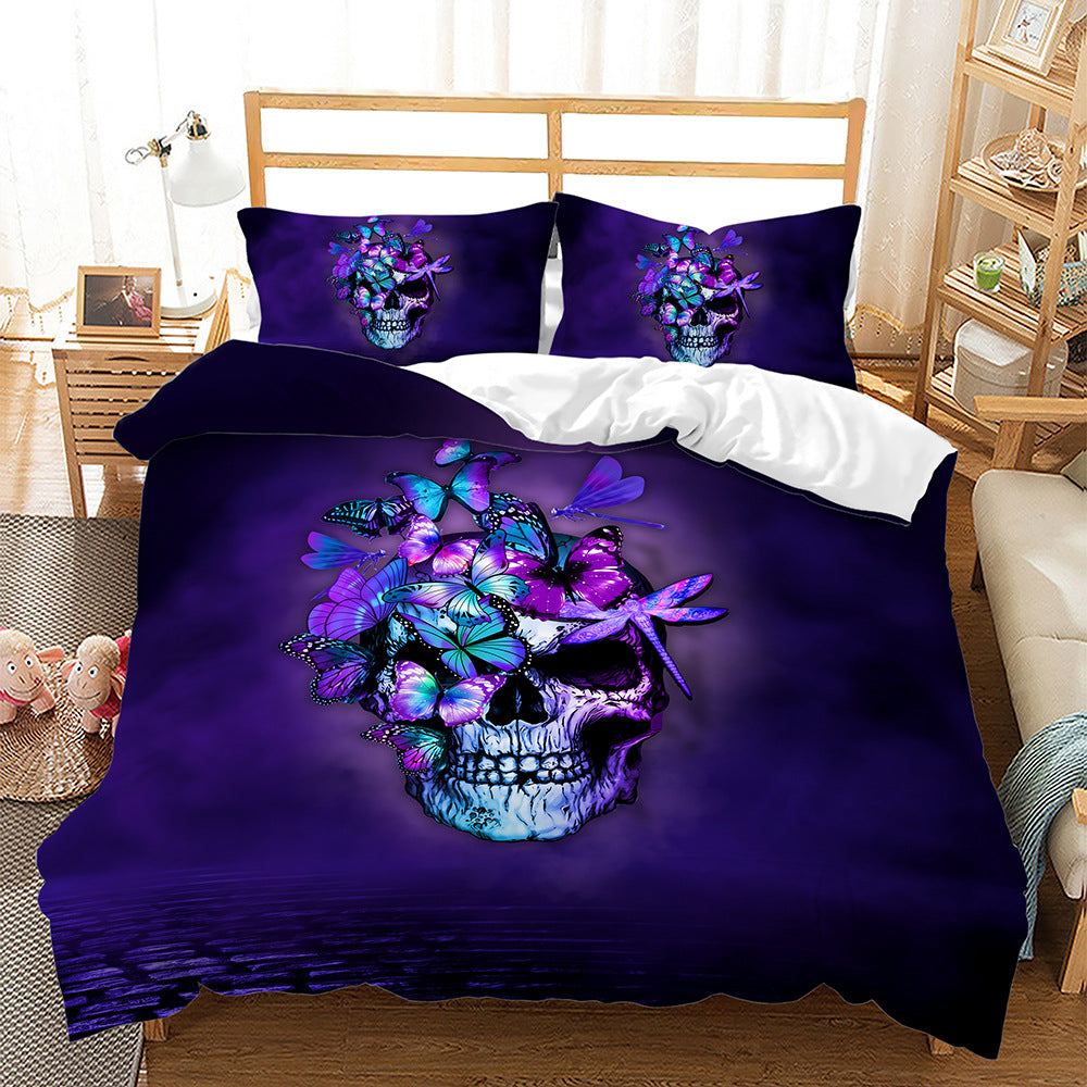Digital Printing Halloween Crossbones Three Piece 3D Printing Quilt Cover    Home Decor Supply | Online Retail | ShoreShopper.com