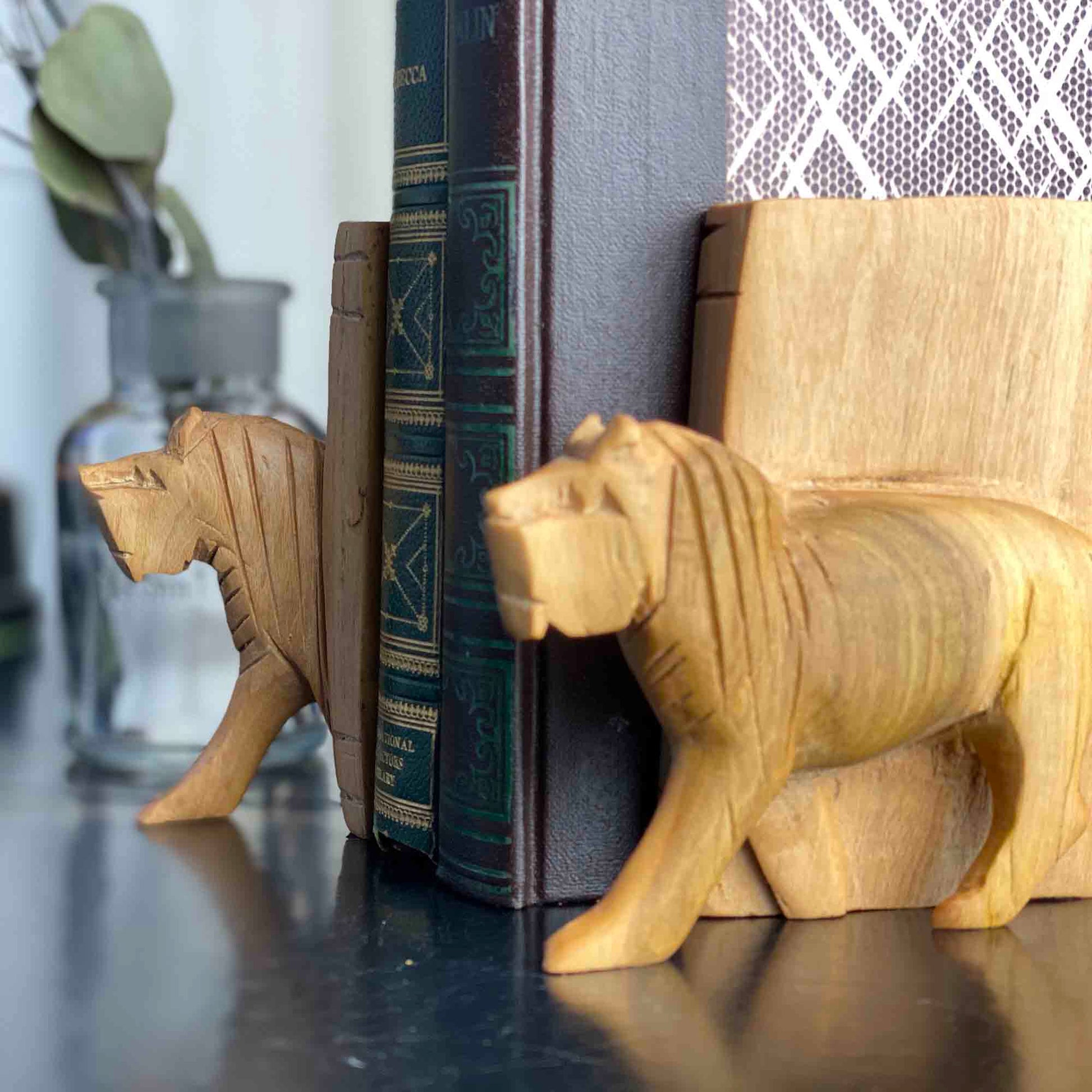Carved Wood Lion Book Ends, Set of 2    Home Decor Supply | Online Retail | ShoreShopper.com