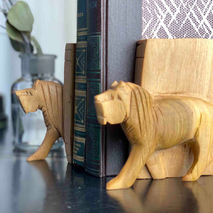 Carved Wood Lion Book Ends, Set of 2    Home Decor Supply | Online Retail | ShoreShopper.com