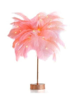 Nordic Feather Table Lamp w/ Remote Control - Dimmable LED Bedside Light - ShoreCo.Shop