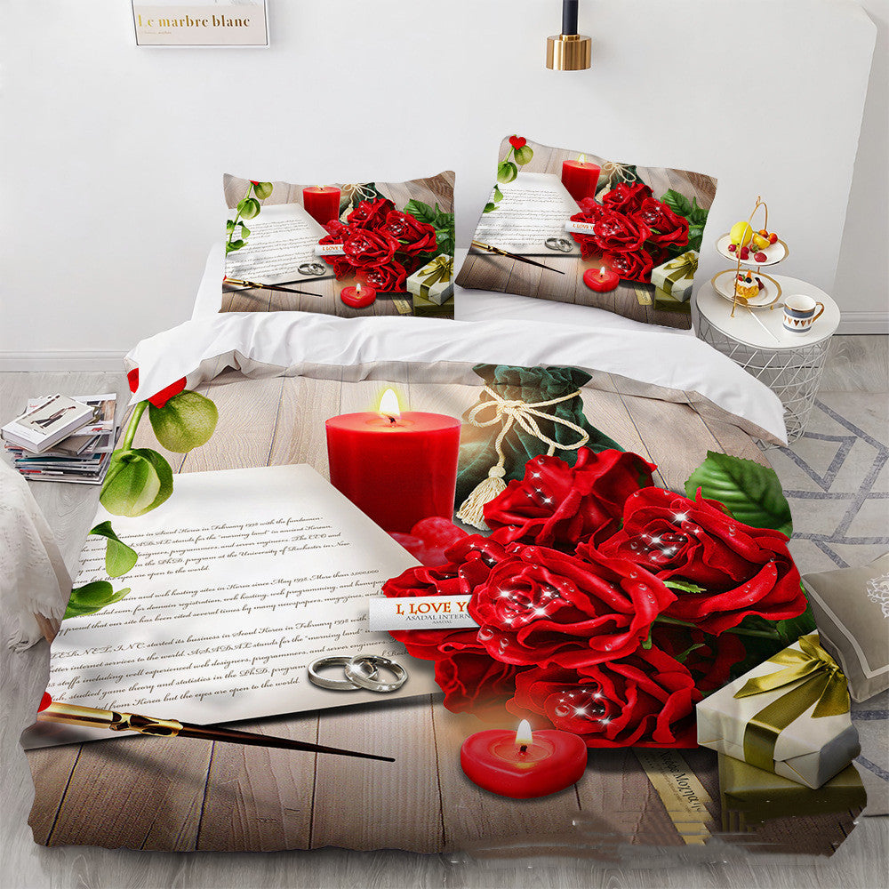 3D Digital Printing Three-piece Home Rose Series    Home Decor Supply | Online Retail | ShoreShopper.com