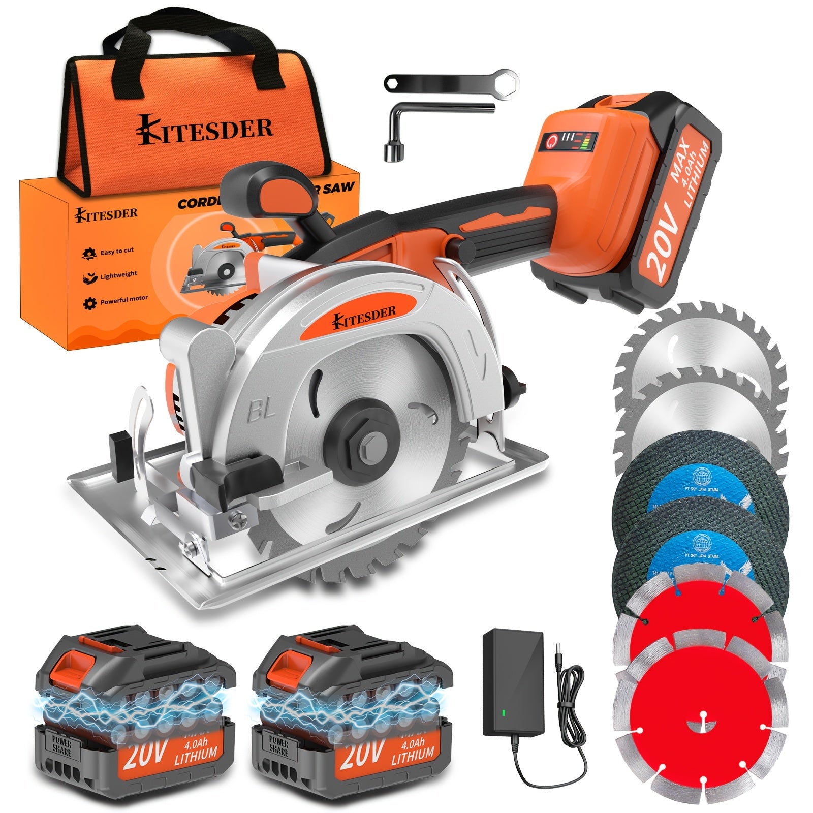 5-inch Brushless Circular Saw Kit - 20V Dual Smart Batteries And Battery Charger, Comes with 6 Saw Blades, Two Adjustable 45° Cutting Depths, Up to 6900 RPM - Ideal for Woodworking And Garden Projects.Christmas Gift, Shipped - ShoreCo.Shop