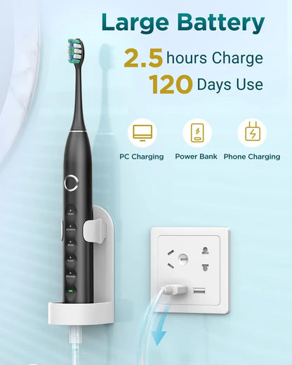 Rtauys S5 Upgraded Sonic Electric Toothbrush for Adults and Kids Ages 12+ with 8 Brush Heads, IPX7 Travel Toothbrush with Case, - ShoreCo.Shop