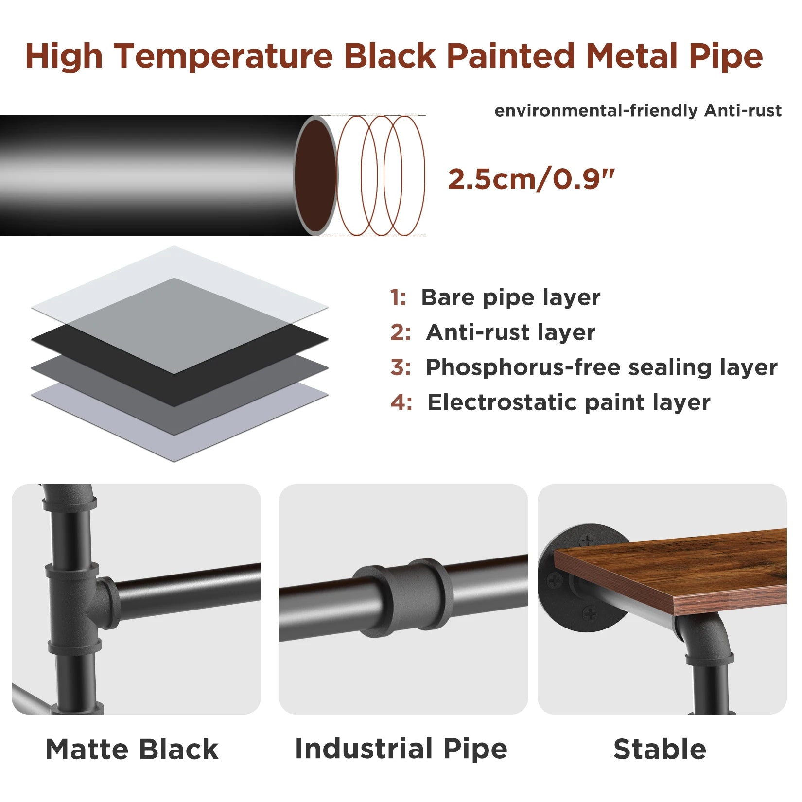 Industrial Pipe Clothes Rack with Top Shelf, 39 In Space-Saving 2 Tiers Heavy Duty Pipe Wall Mounted Clothing Shelves    Home Decor Supply | Online Retail | ShoreShopper.com