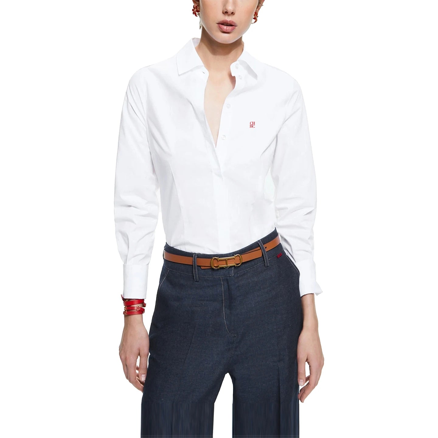 CH Women's Clothing -Women's White Button Down Shirt CHHC Logo Embroidered Long Sleeve Casual Formal Office Blouse Top    Your Coastal Marketplace | Shoreshopper.com