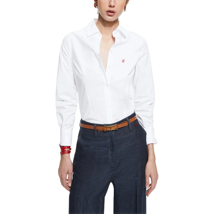 CH Women's Clothing -Women's White Button Down Shirt CHHC Logo Embroidered Long Sleeve Casual Formal Office Blouse Top    Your Coastal Marketplace | Shoreshopper.com