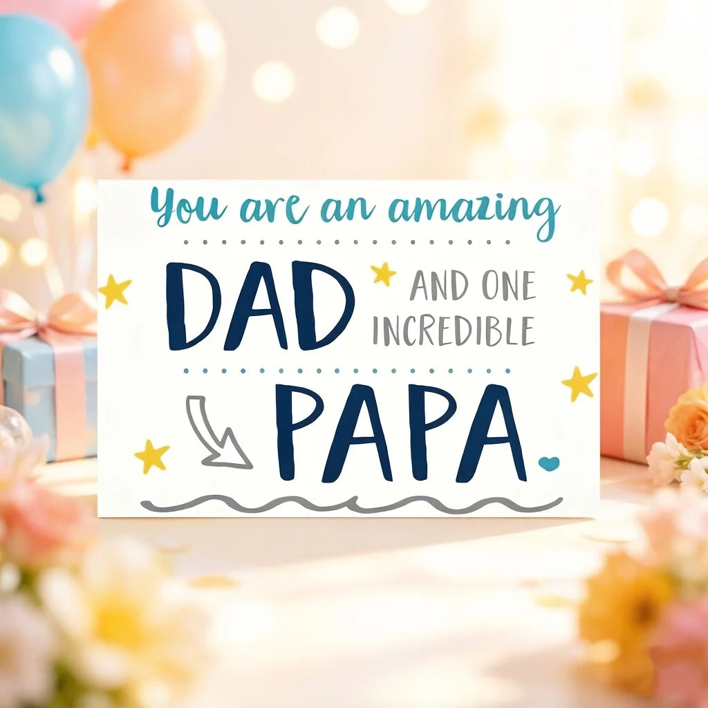 A humorous Father's Day card, designed as 'Amazing Dad and Incredible Father,' a thank-you gift for dad    Your Coastal Marketplace | Shoreshopper.com