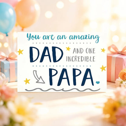 A humorous Father's Day card, designed as 'Amazing Dad and Incredible Father,' a thank-you gift for dad    Your Coastal Marketplace | Shoreshopper.com