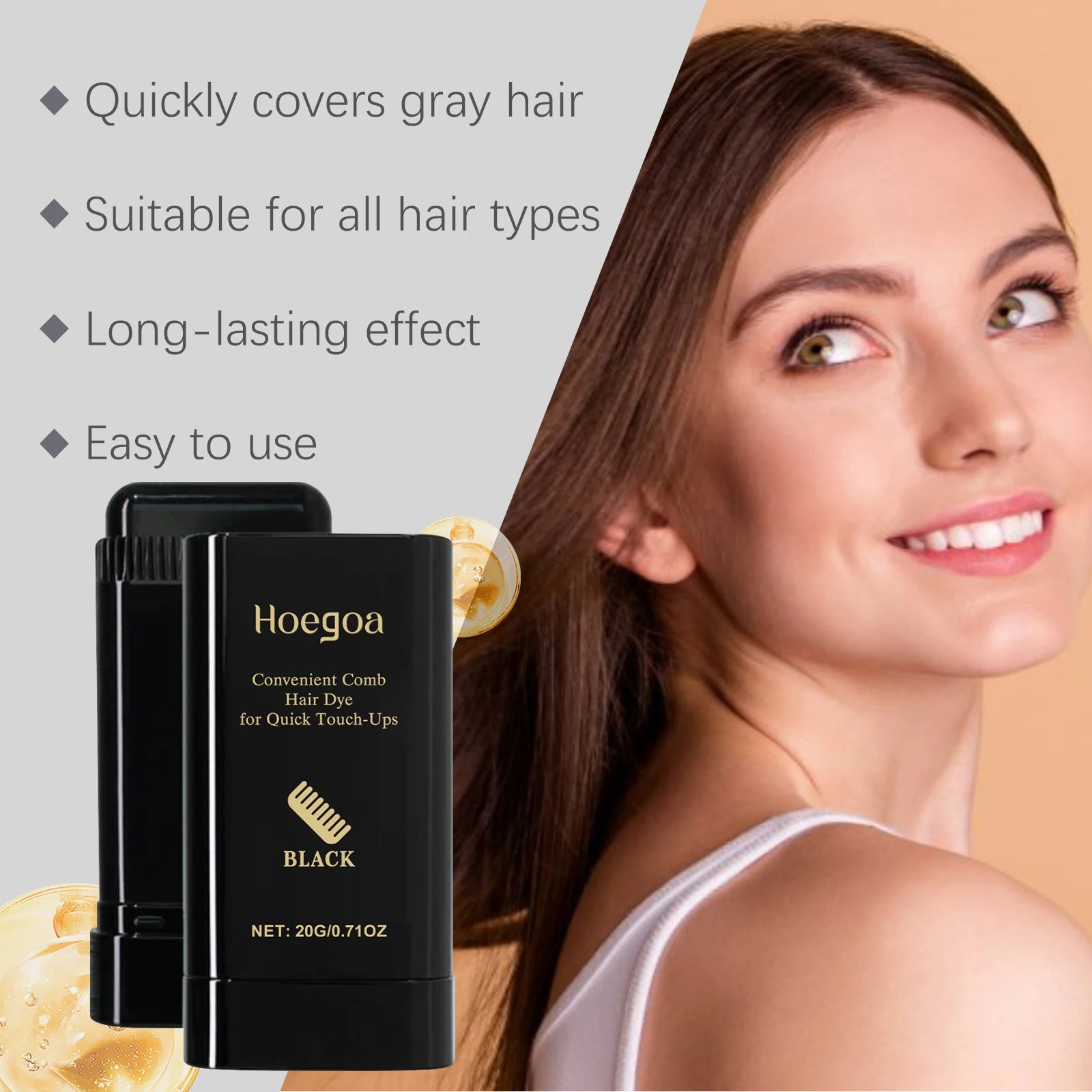 Hoegoa Hair Dyeing Stick Gentle Temporary Coloring Hair Non-irritating Scalp Quick Cover Gray Hairs Convenient Hair Dyeing Stick - ShoreCo.Shop