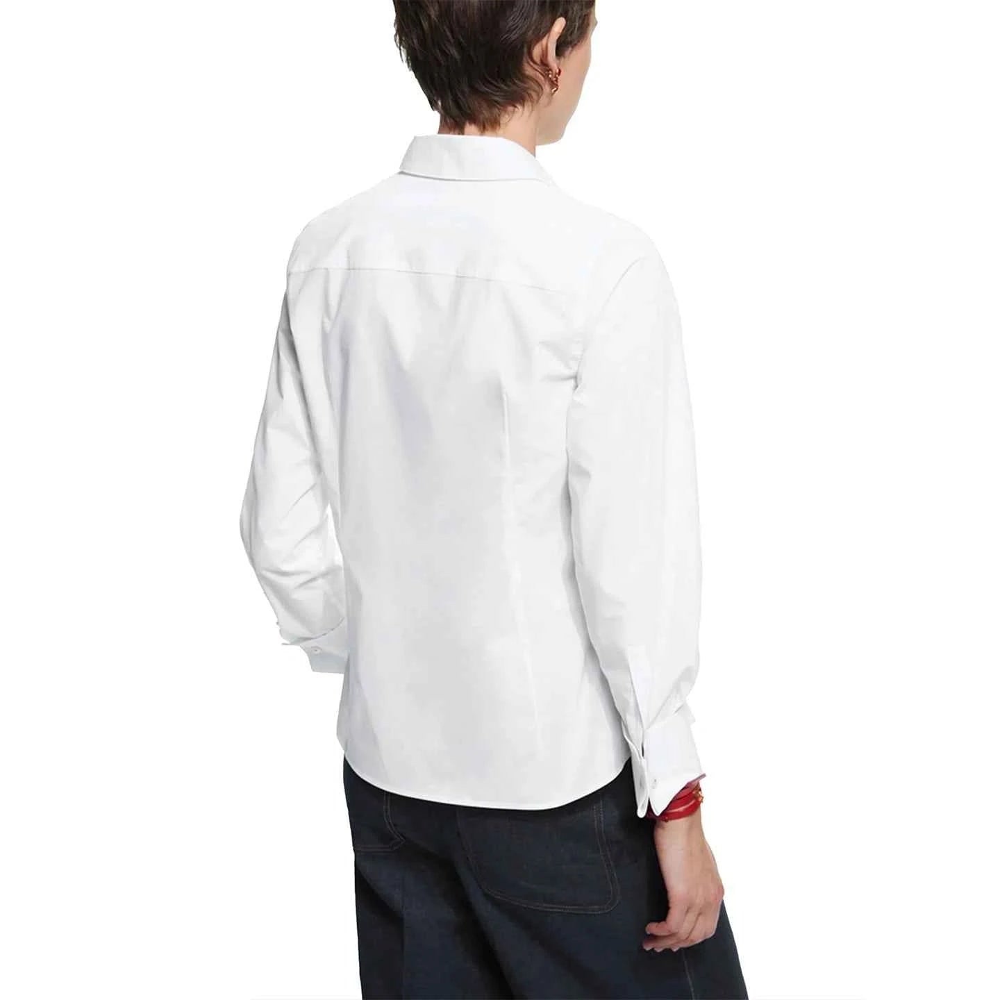 CH Women's Clothing -Women's White Button Down Shirt CHHC Logo Embroidered Long Sleeve Casual Formal Office Blouse Top