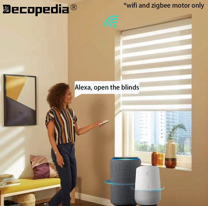 Decopedia Custom Made Zebra Blinds for Windows Motorized Roller Blinds Blackout Day and Night Window Blinds for Sliding Door - ShoreCo.Shop