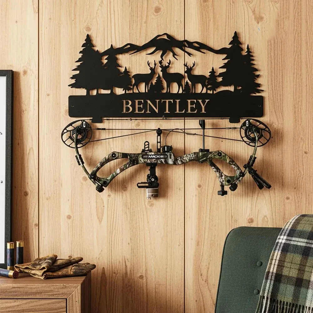 Custom Personalized Hunting Scene Display,Rustic Archery Wall Decor,Personalized Hunting Bow Rack, Archery Wall Decor    Home Decor Supply | Online Retail | ShoreShopper.com