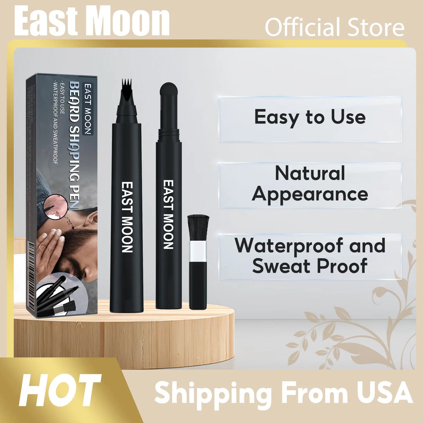 Waterproof Beard Pen Brush Beard Enhancer Lasting Hair Line Cover Repair Moustache Coloring Shaping Tools Beard Filler Pencil - ShoreCo.Shop