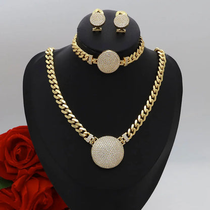 Dubai Vintage Jewelry Sets For Women Luxury Design Shiny Zircon Gold Plated Necklace Earring Bangle Wedding Party Accessories    Home Decor Supply | Online Retail | ShoreShopper.com