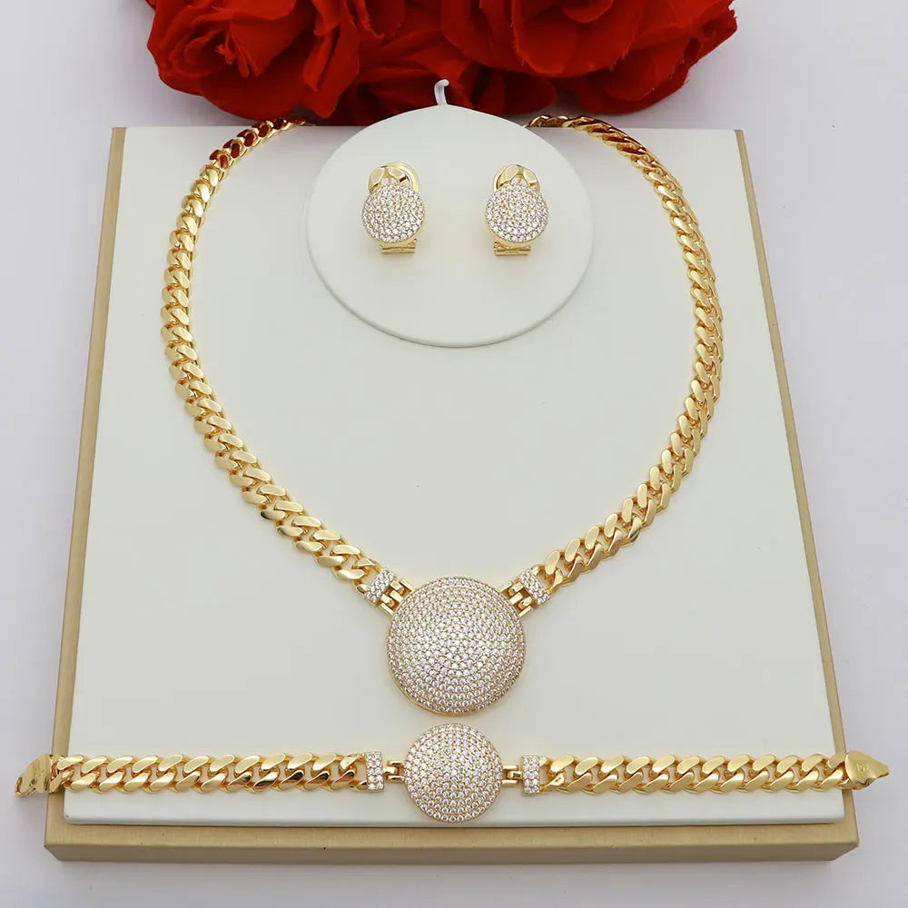 Dubai Vintage Jewelry Sets For Women Luxury Design Shiny Zircon Gold Plated Necklace Earring Bangle Wedding Party Accessories    Home Decor Supply | Online Retail | ShoreShopper.com