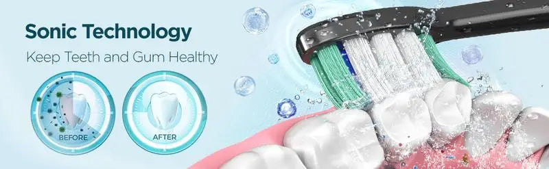 Rtauys S5 Upgraded Sonic Electric Toothbrush for Adults and Kids Ages 12+ with 8 Brush Heads, IPX7 Travel Toothbrush with Case, - ShoreCo.Shop