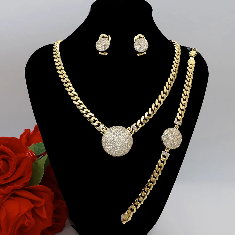Dubai Vintage Jewelry Sets For Women Luxury Design Shiny Zircon Gold Plated Necklace Earring Bangle Wedding Party Accessories    Home Decor Supply | Online Retail | ShoreShopper.com