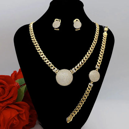Dubai Vintage Jewelry Sets For Women Luxury Design Shiny Zircon Gold Plated Necklace Earring Bangle Wedding Party Accessories    Home Decor Supply | Online Retail | ShoreShopper.com
