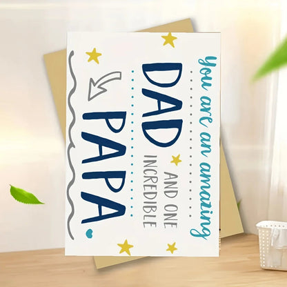 A humorous Father's Day card, designed as 'Amazing Dad and Incredible Father,' a thank-you gift for dad    Your Coastal Marketplace | Shoreshopper.com