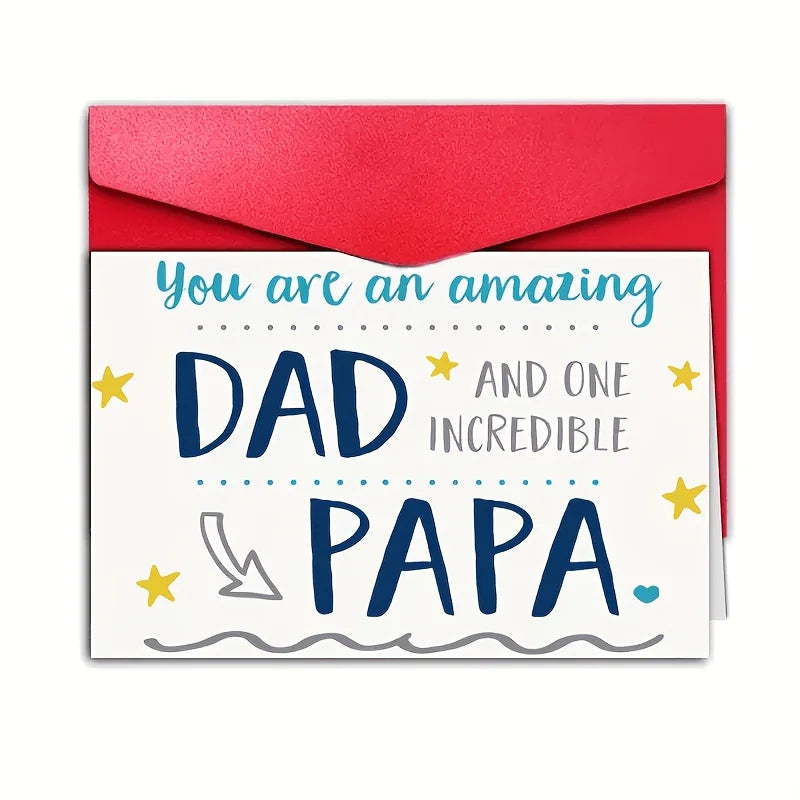 A humorous Father's Day card, designed as 'Amazing Dad and Incredible Father,' a thank-you gift for dad    Your Coastal Marketplace | Shoreshopper.com