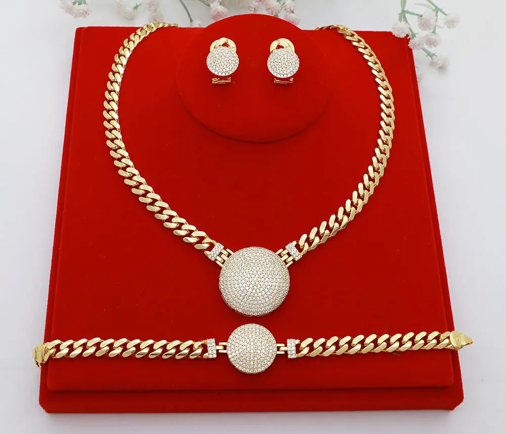 Dubai Vintage Jewelry Sets For Women Luxury Design Shiny Zircon Gold Plated Necklace Earring Bangle Wedding Party Accessories    Home Decor Supply | Online Retail | ShoreShopper.com