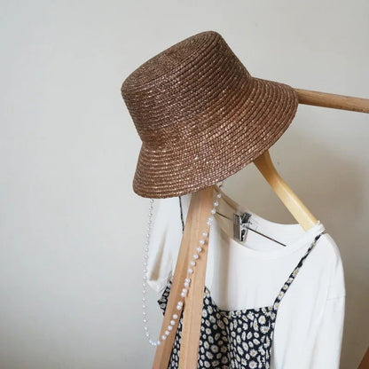 head-wear  summer hat  pearl straw hat lady hat Straw Bucket Hat Blonde coffee  beach hat  harder straw hat    Your Coastal Marketplace | Shoreshopper.com