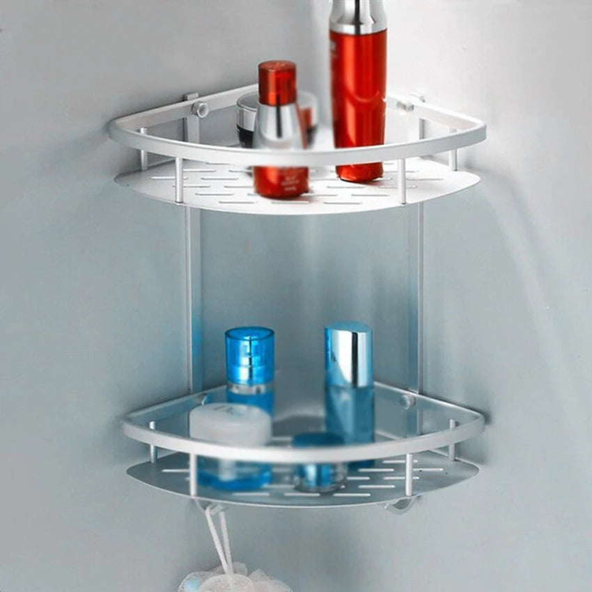 Bathroom Shelf Screws Fixed Durable Aluminum 2 Tiers Shower Shelf Kitchen Storage Holder Shampoo Soap Cosmetic Organizer Shelf    Home Decor Supply | Online Retail | ShoreShopper.com