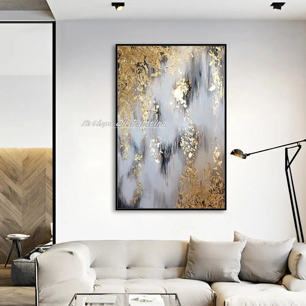 Arthyx,Handpainted Texture Abstract Golden Oil Paintings,Modern Canvas Art Large Wall Pictures Living Room Decor Home Decoration    Home Decor Supply | Online Retail | ShoreShopper.com