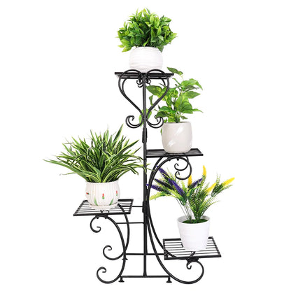 Metal Plant Shelf Flower Display Stand Garden Planter Holder with 4 Tier Shelves Indoor (Black)    Home Decor Supply | Online Retail | ShoreShopper.com