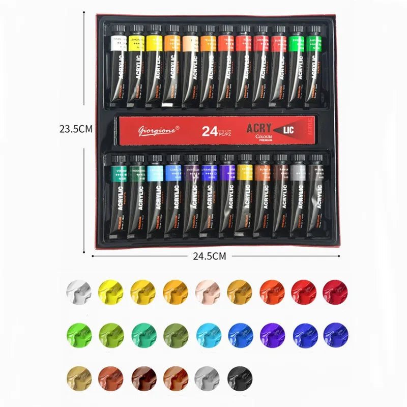 Acrylic Paint Set 12/24 Colors Craft Paint for Fabric/Clothing/Nail/Canvas/Rock Painting Waterproof Drawing Set Art Supplies    Home Decor Supply | Online Retail | ShoreShopper.com