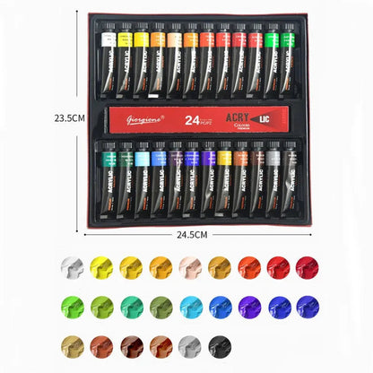 Acrylic Paint Set 12/24 Colors Craft Paint for Fabric/Clothing/Nail/Canvas/Rock Painting Waterproof Drawing Set Art Supplies    Home Decor Supply | Online Retail | ShoreShopper.com
