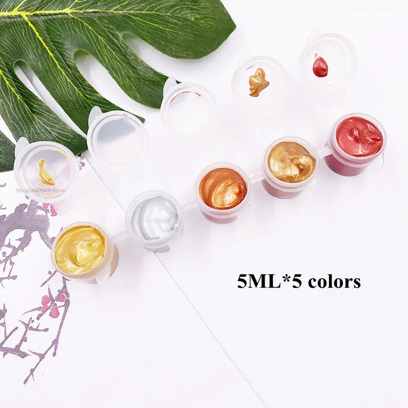 Metallic Acrylic Paint 5ML*5 Color Waterproof and Non-fading Plaster Sculpture Coloring DIY Hand-painted Graffiti Paint    Home Decor Supply | Online Retail | ShoreShopper.com