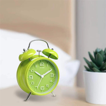 4 Inch Twin Bell Loud Alarm Clock Metal Frame 3D Dial with Backlight Battery Operate Desk Table Alarm Clock For Home and Office    Home Decor Supply | Online Retail | ShoreShopper.com