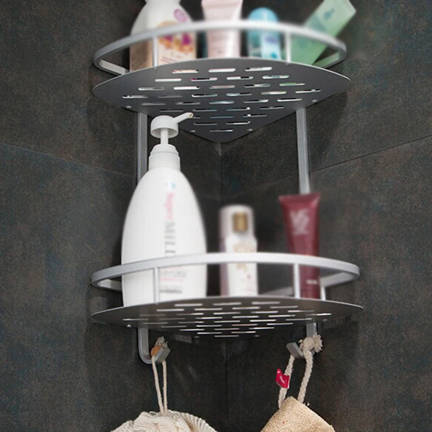Bathroom Shelf Screws Fixed Durable Aluminum 2 Tiers Shower Shelf Kitchen Storage Holder Shampoo Soap Cosmetic Organizer Shelf    Home Decor Supply | Online Retail | ShoreShopper.com