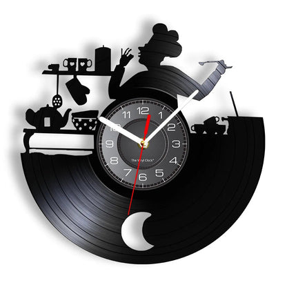 The Kitchen The Heart Of The Home Inspired Vinyl Record Clock Modern Design Vinyl Wall Watch Kitchen Decor Noiseless Timepieces    Home Decor Supply | Online Retail | ShoreShopper.com