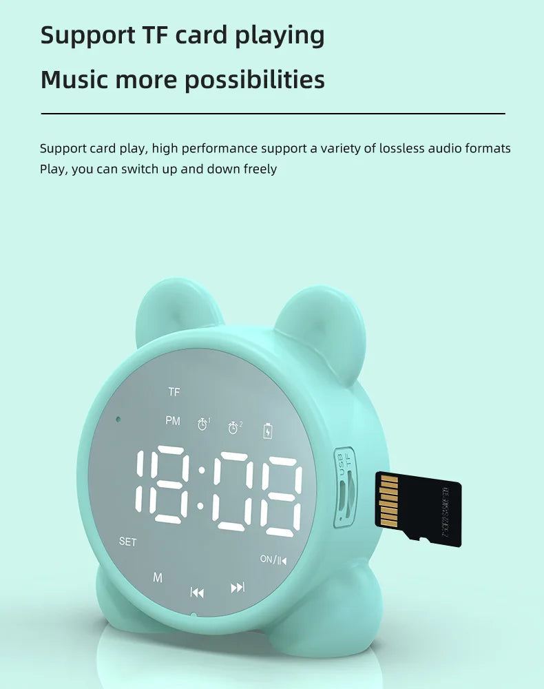 Bluetooth Mirror Table Clock Kids Alarm Clock Cute Cat Digital Alarm Clock For Kids Bedside Clock Children'S Sleep Led Clocks    Home Decor Supply | Online Retail | ShoreShopper.com