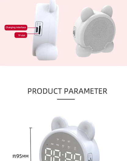 Bluetooth Mirror Table Clock Kids Alarm Clock Cute Cat Digital Alarm Clock For Kids Bedside Clock Children'S Sleep Led Clocks    Home Decor Supply | Online Retail | ShoreShopper.com