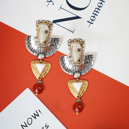 Bohemia Enamel Ivory Pendant Stud Earrings Chic Women Girls Carved Geometric Statement Earrings Beach Accessories    Your Coastal Marketplace | Shoreshopper.com