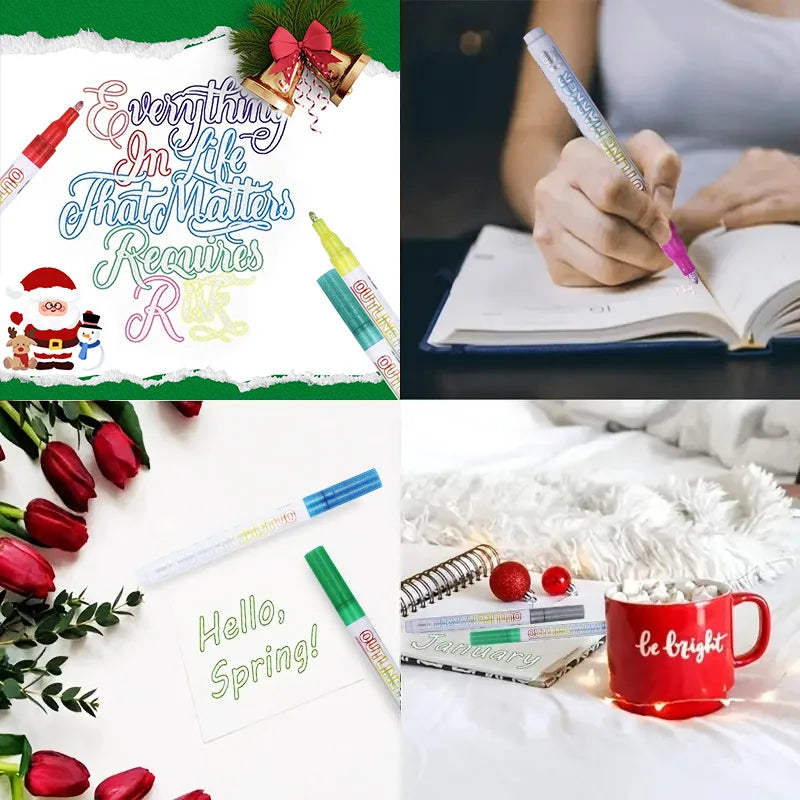 Customized Non-Toxic Glitter Outline Markers Double Colors Set Packaging    Home Decor Supply | Online Retail | ShoreShopper.com