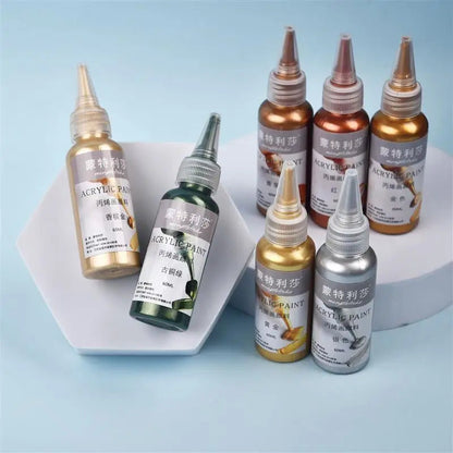 New 60ml Gold Paint Metallic Acrylic Paint,Waterproof Not Faded For Statuary Coloring DIY Hand Clothes Painted Graffiti Pigments    Home Decor Supply | Online Retail | ShoreShopper.com