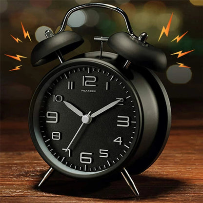 4 Inch Twin Bell Loud Alarm Clock Metal Frame 3D Dial with Backlight Battery Operate Desk Table Alarm Clock For Home and Office    Home Decor Supply | Online Retail | ShoreShopper.com