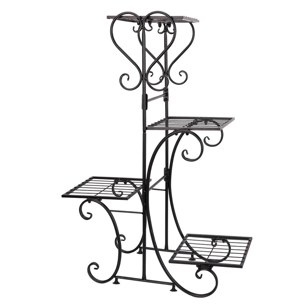 Metal Plant Shelf Flower Display Stand Garden Planter Holder with 4 Tier Shelves Indoor (Black)    Home Decor Supply | Online Retail | ShoreShopper.com