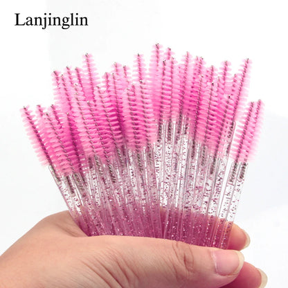 Lanjinglin 5/50pcs Eyelash Brush Crystal Eyelash Soft Eye Lashes Extension Mascara Wands Makeup Professional Makeup Tool - ShoreCo.Shop