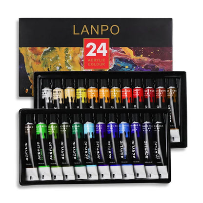 Acrylic Paints Set 12/24 Colors Professional Brush Set 12ml Tubes Artist Drawing Painting Pigment Hand Painted Wall Paint DIY    Home Decor Supply | Online Retail | ShoreShopper.com