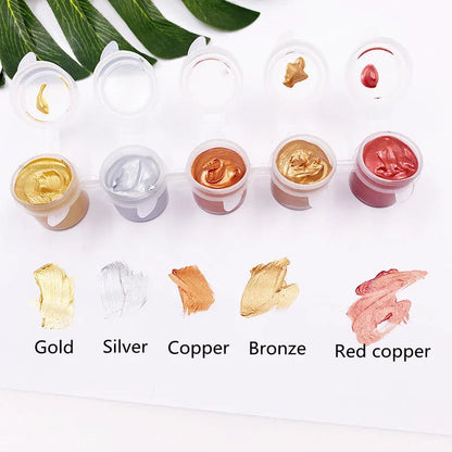Metallic Acrylic Paint 5ML*5 Color Waterproof and Non-fading Plaster Sculpture Coloring DIY Hand-painted Graffiti Paint    Home Decor Supply | Online Retail | ShoreShopper.com
