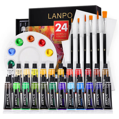 Acrylic Paints Set 12/24 Colors Professional Brush Set 12ml Tubes Artist Drawing Painting Pigment Hand Painted Wall Paint DIY    Home Decor Supply | Online Retail | ShoreShopper.com